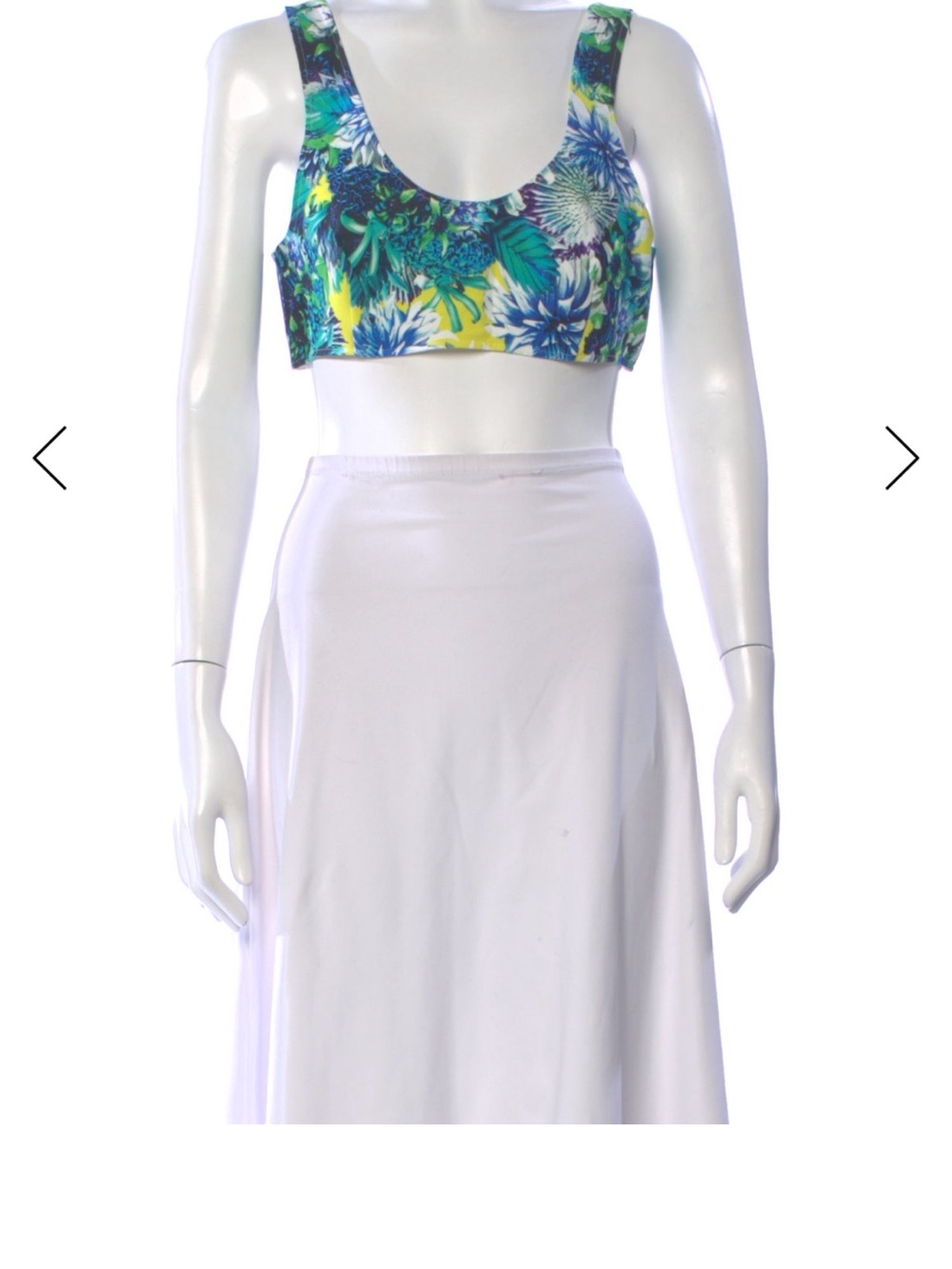 Just Cavalli Tropical Floral Print Crop Tank in Green, Blue, Yellow